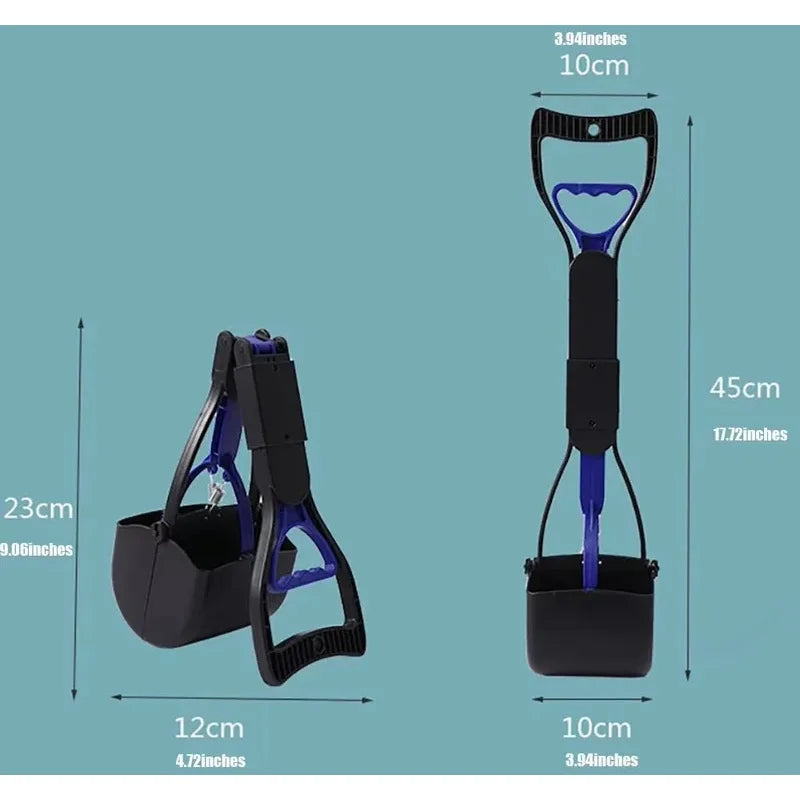 45CM Foldable Long Handle Dog Pooper Scooper, Sanitary Pet Waste Picker for Outdoor Clean Up