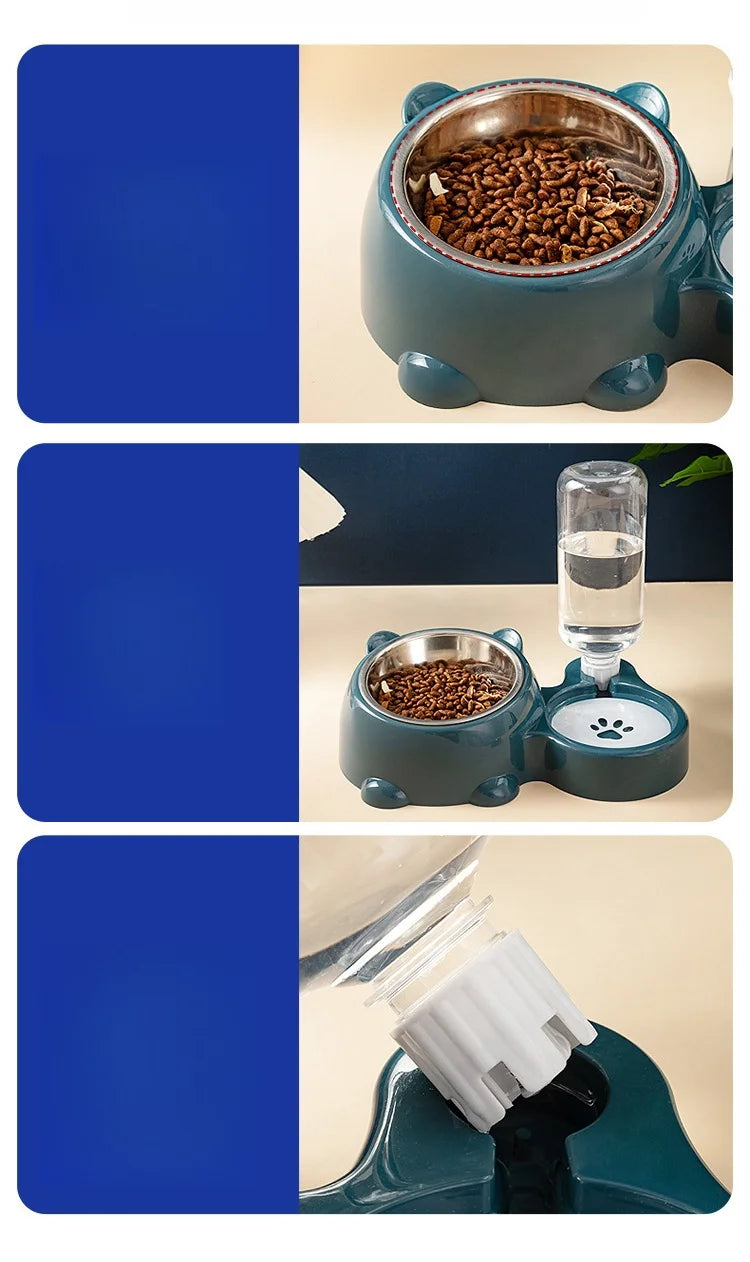 Cat Bowl 2-in-1 Drinking Water Dog Food Pot Water Bowl Rice Pot Pet Supplies