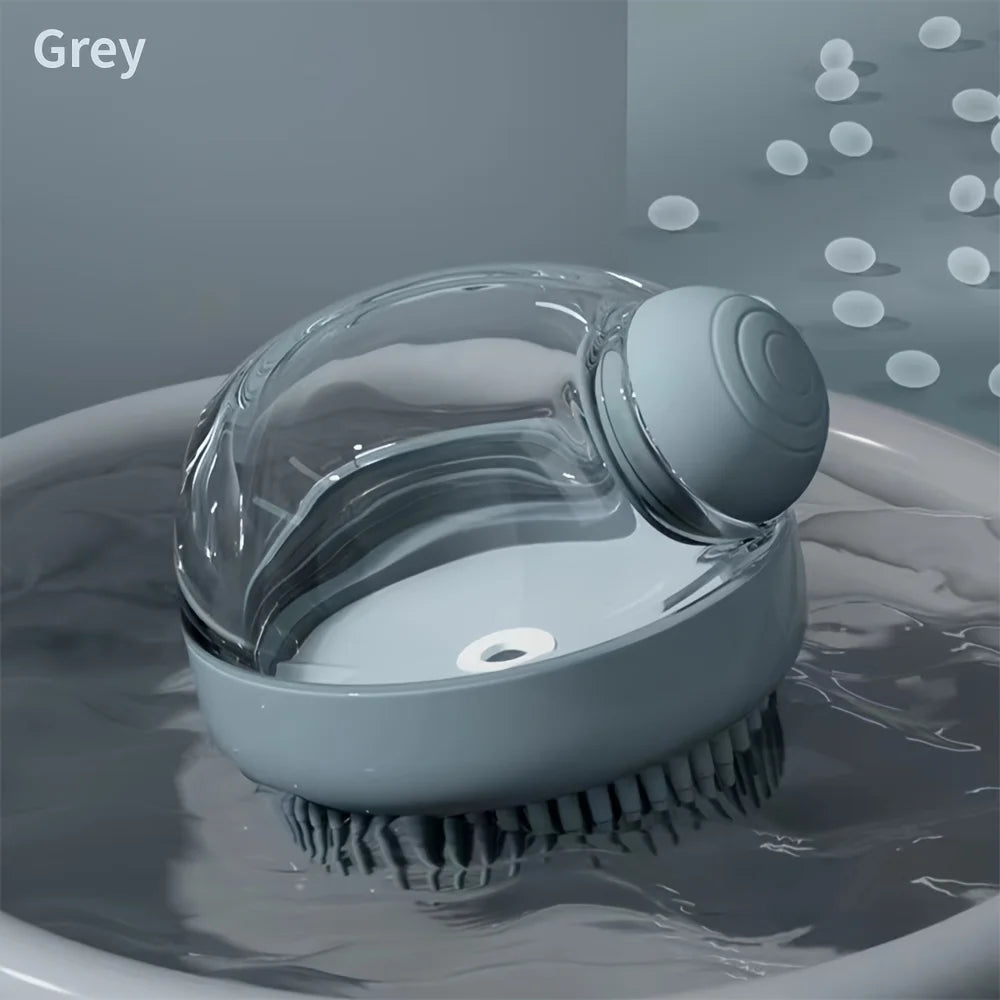 Dog Bath Brush with Soap Dispenser Silicone Bristle Pet Grooming Massage Shampoo Dog Brush
