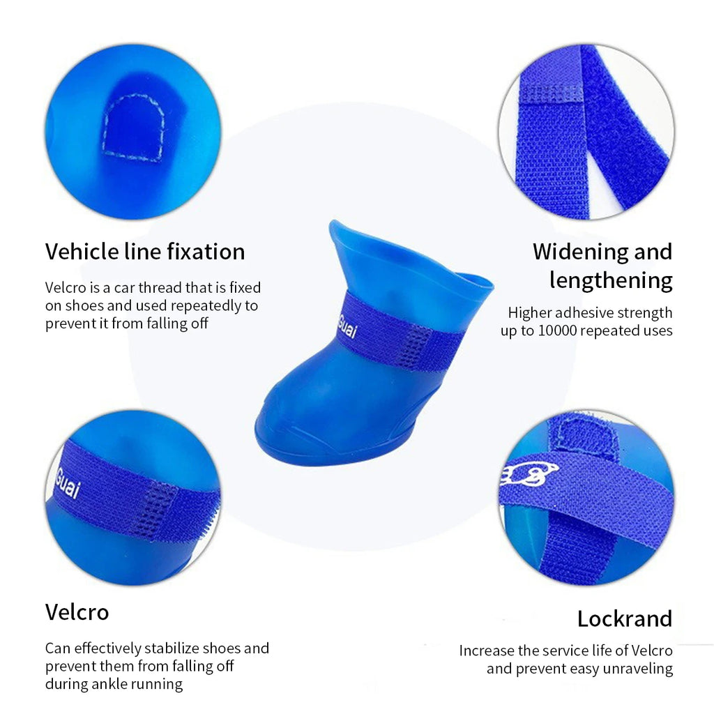 4Pcs Pet Water Proof Rain shoe Anti-slip Rubber Boot For  Dogs Cats Outdoor