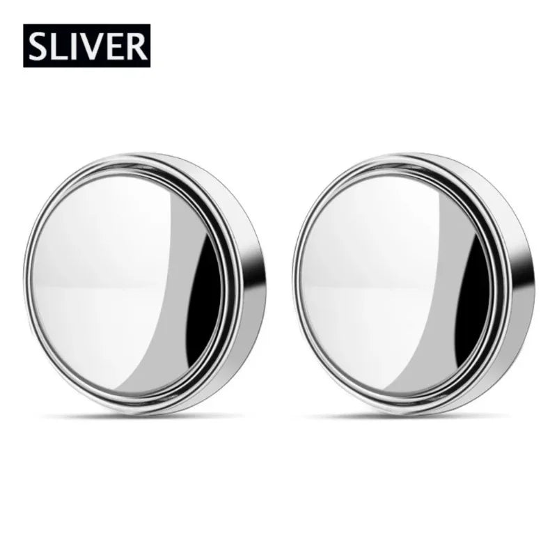 2Pcs Round Frame Convex Blind Spot Mirror Safety Driving Wide-angle 360 Degree Adjustable Clear Rearview Mirror Car Accessories