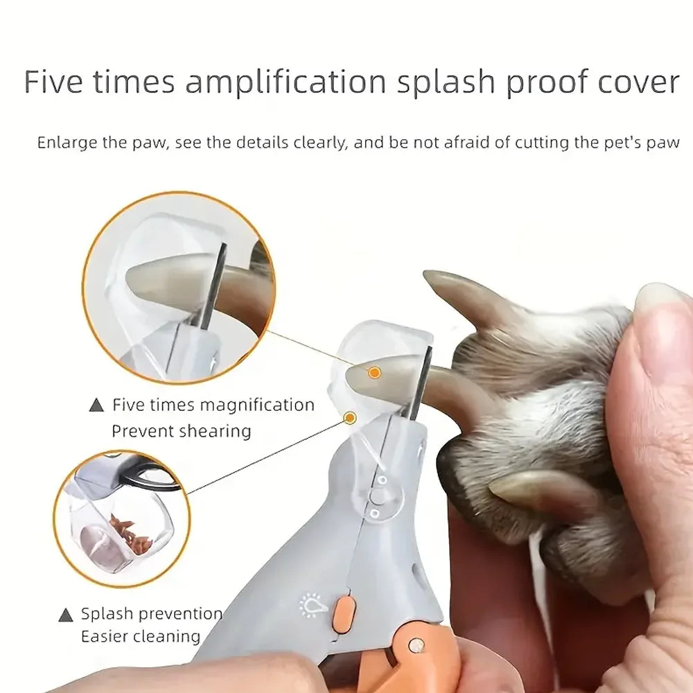 LED Light Dual-Sided Pet Nail Clippers for Cats And Dogs 5x Magnification Easy Nail Trimming Tool for Your Furry Friends
