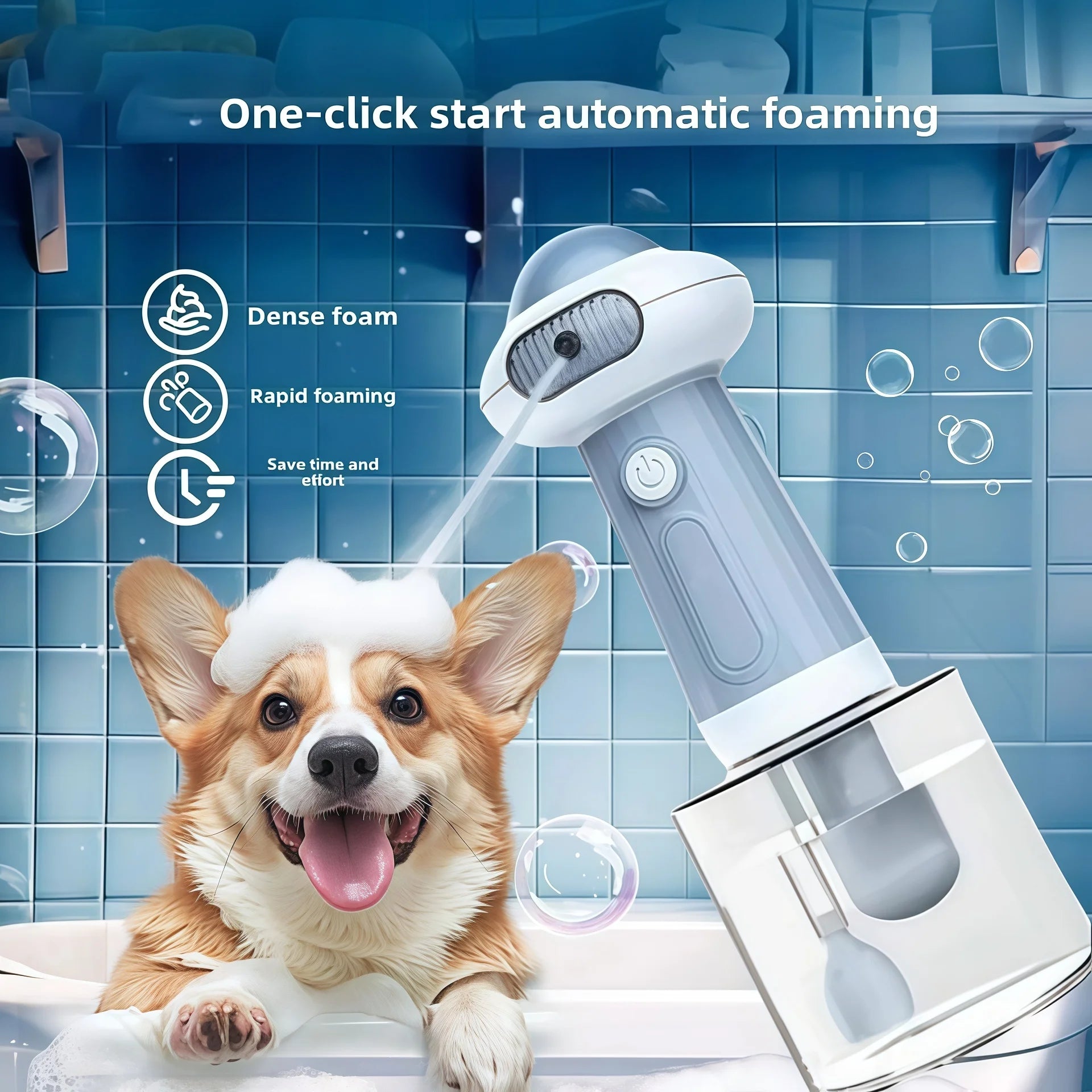 Automatic Dog Soap Dispenser Wireless USB Mute Dog Grooming /Cat Deeper Cleaning Bath Shampoo Foam Sprayer Pet Supplies