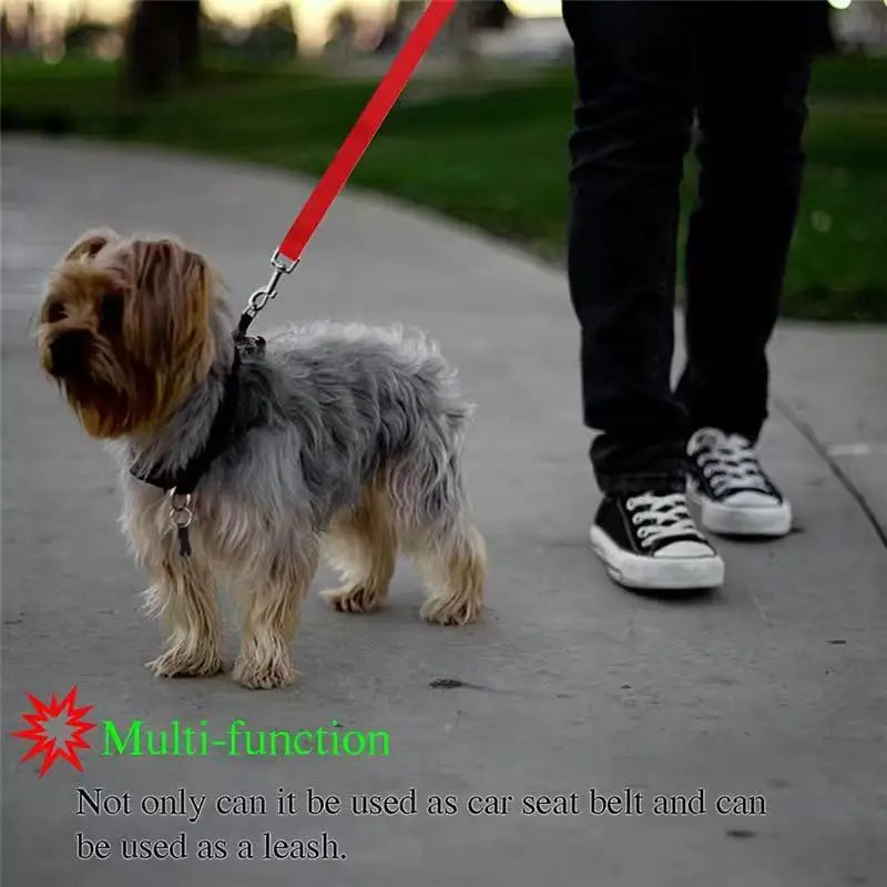 Solid Color Pet Car Seat Belt Nylon Lead Leash Backseat Safety Belt Adjustable Dogs Harness Collar Pet Accessories