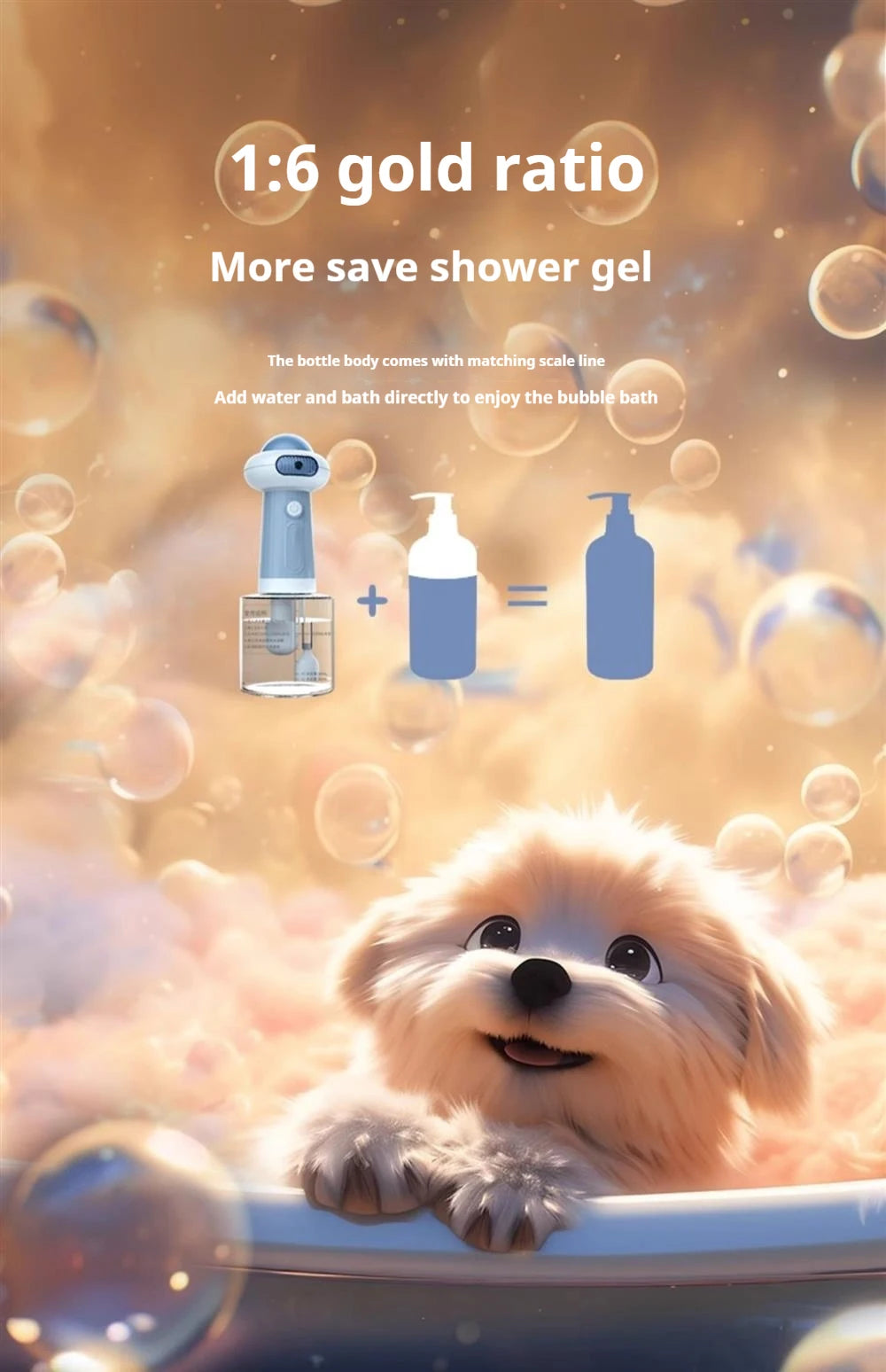 Automatic Dog Soap Dispenser Wireless USB Mute Dog Grooming /Cat Deeper Cleaning Bath Shampoo Foam Sprayer Pet Supplies