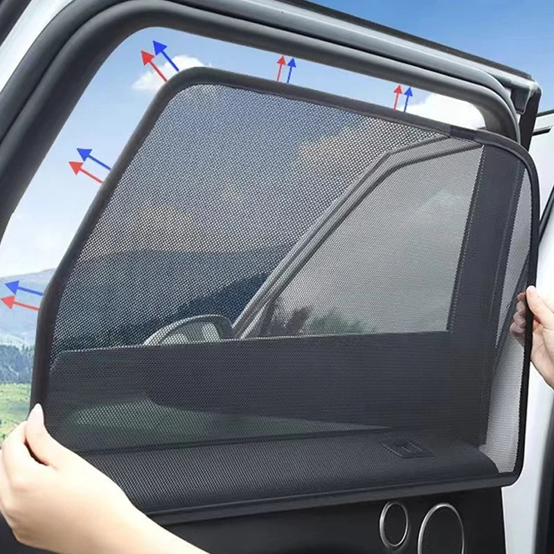 2pcs Universal Car Window Screen Door Covers Side Window UV Sunshine Plate Shade Mesh Mosquito Net Protection Film Accessories