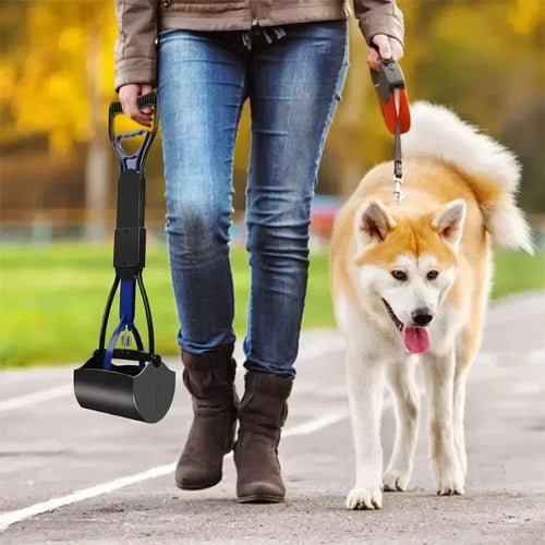 45CM Foldable Long Handle Dog Pooper Scooper, Sanitary Pet Waste Picker for Outdoor Clean Up