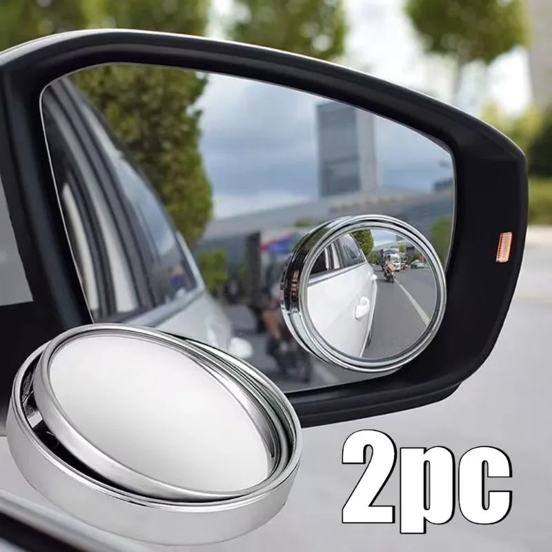 2Pcs Round Frame Convex Blind Spot Mirror Safety Driving Wide-angle 360 Degree Adjustable Clear Rearview Mirror Car Accessories