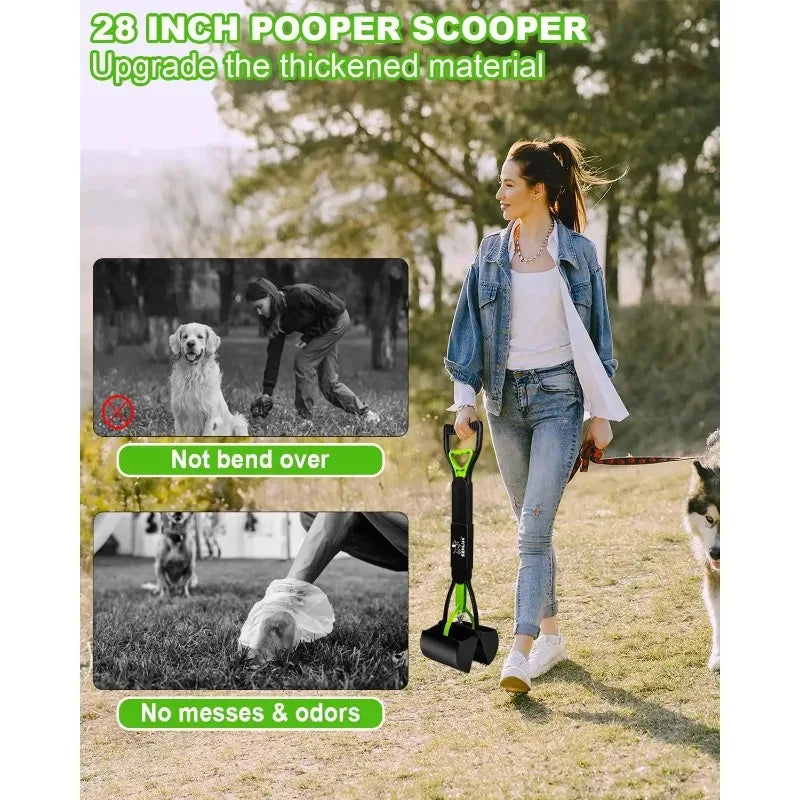 45CM Foldable Long Handle Dog Pooper Scooper, Sanitary Pet Waste Picker for Outdoor Clean Up