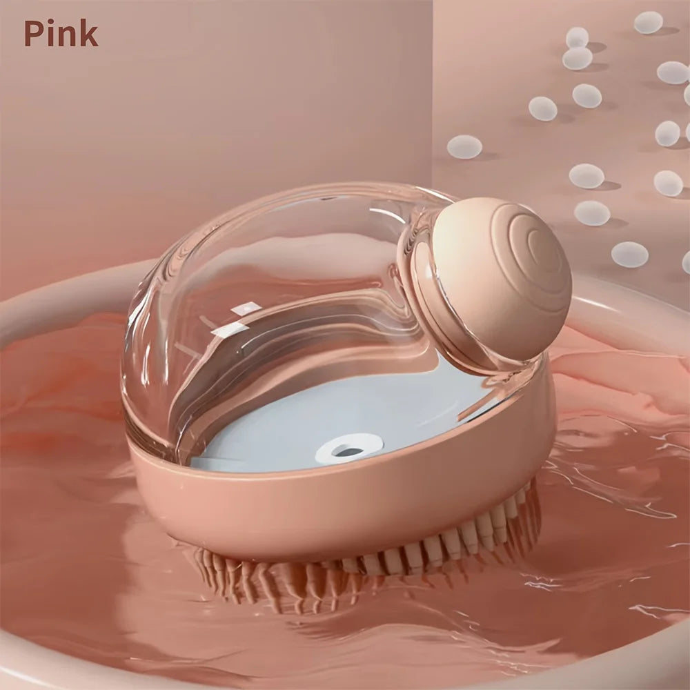 Dog Bath Brush with Soap Dispenser Silicone Bristle Pet Grooming Massage Shampoo Dog Brush