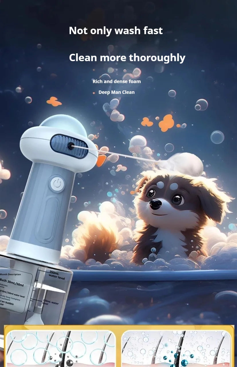 Automatic Dog Soap Dispenser Wireless USB Mute Dog Grooming /Cat Deeper Cleaning Bath Shampoo Foam Sprayer Pet Supplies