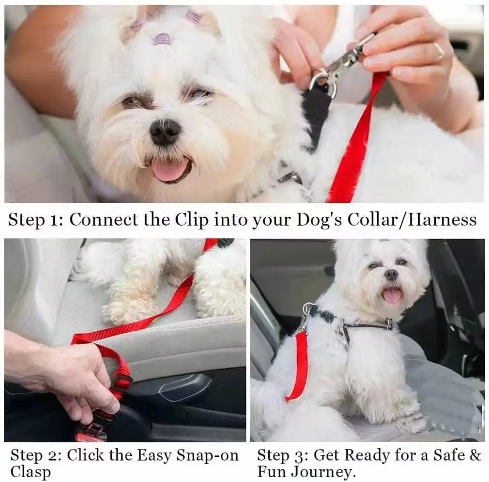 Solid Color Pet Car Seat Belt Nylon Lead Leash Backseat Safety Belt Adjustable Dogs Harness Collar Pet Accessories