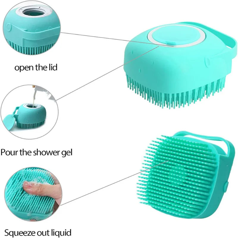 Pet Bathing Brush Soft Silicone Massager Shower - Dog Cat Cleaning