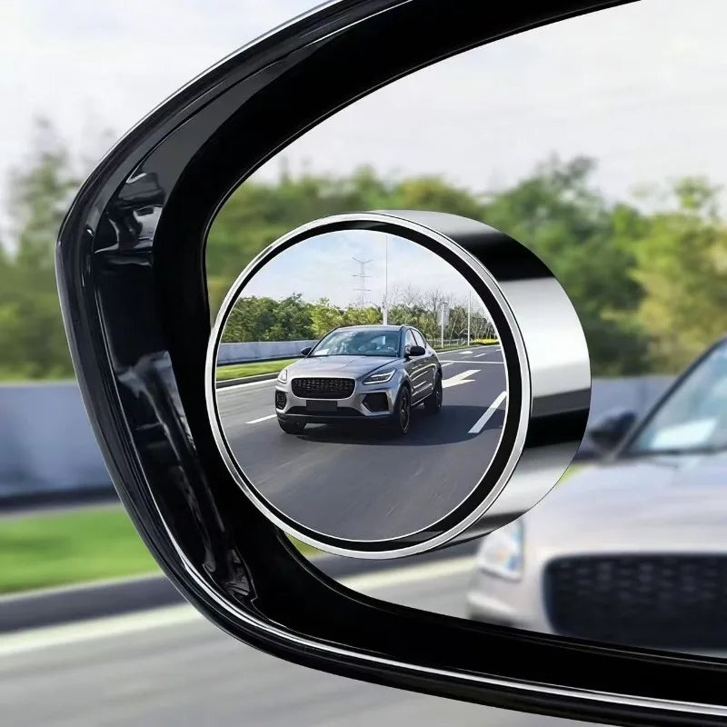 2Pcs Round Frame Convex Blind Spot Mirror Safety Driving Wide-angle 360 Degree Adjustable Clear Rearview Mirror Car Accessories
