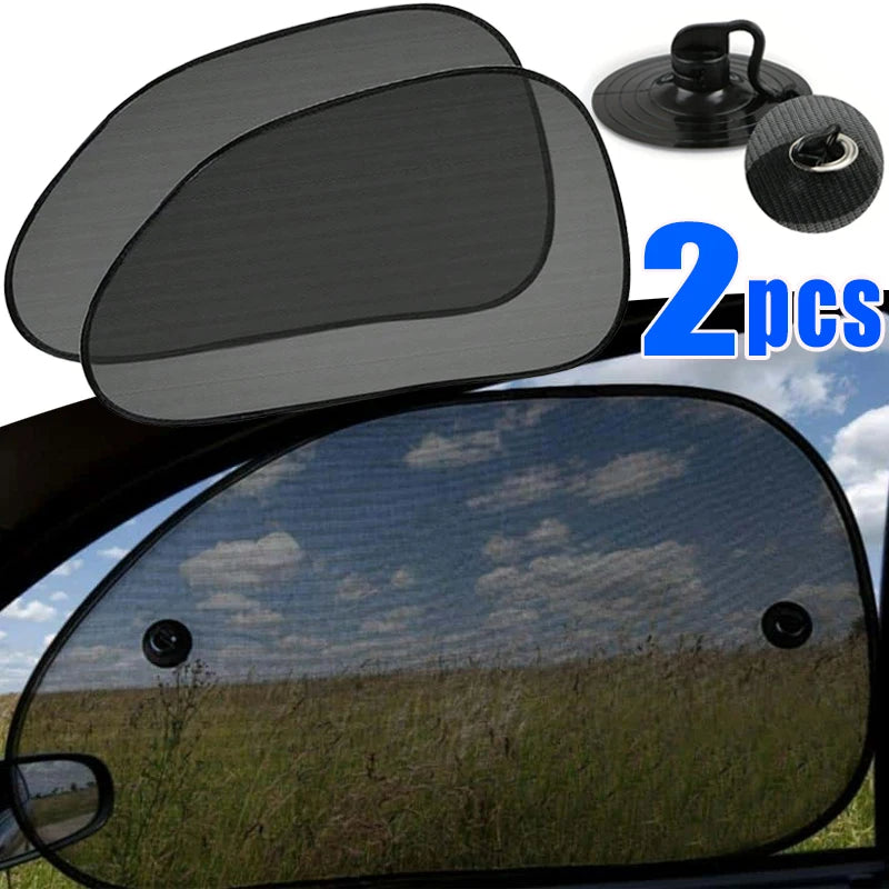 2pcs Universal Car Window Screen Door Covers Side Window UV Sunshine Plate Shade Mesh Mosquito Net Protection Film Accessories