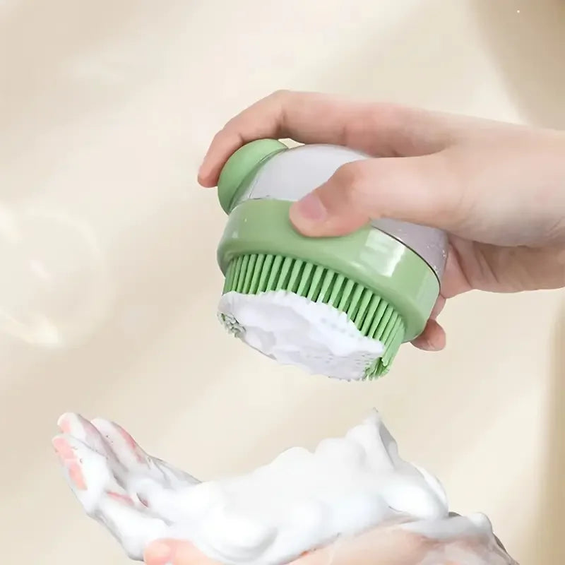 Dog Bath Brush with Soap Dispenser Silicone Bristle Pet Grooming Massage Shampoo Dog Brush