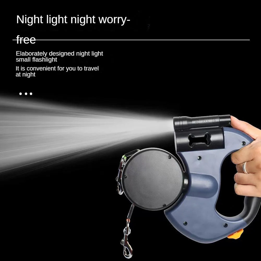 Double dog Leash Light retractable roulette double end leash Portable rotating pet leash for 2 dogs walking pet supplies