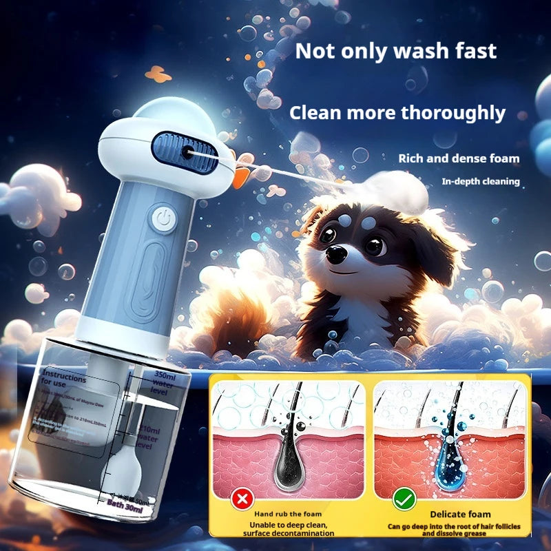 Automatic Dog Soap Dispenser Wireless USB Mute Dog Grooming /Cat Deeper Cleaning Bath Shampoo Foam Sprayer Pet Supplies