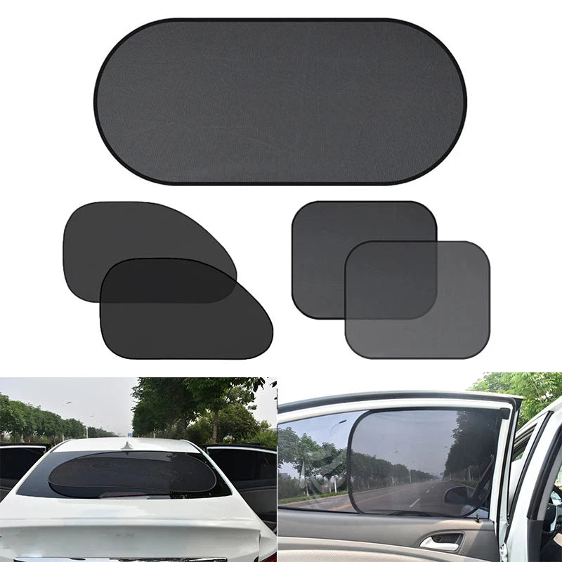 5PCS Car Window Sunshade Cover Sun UV Protection Auto Front Rear Black Window Curtain Side Glass Mesh Sunshades Accessories