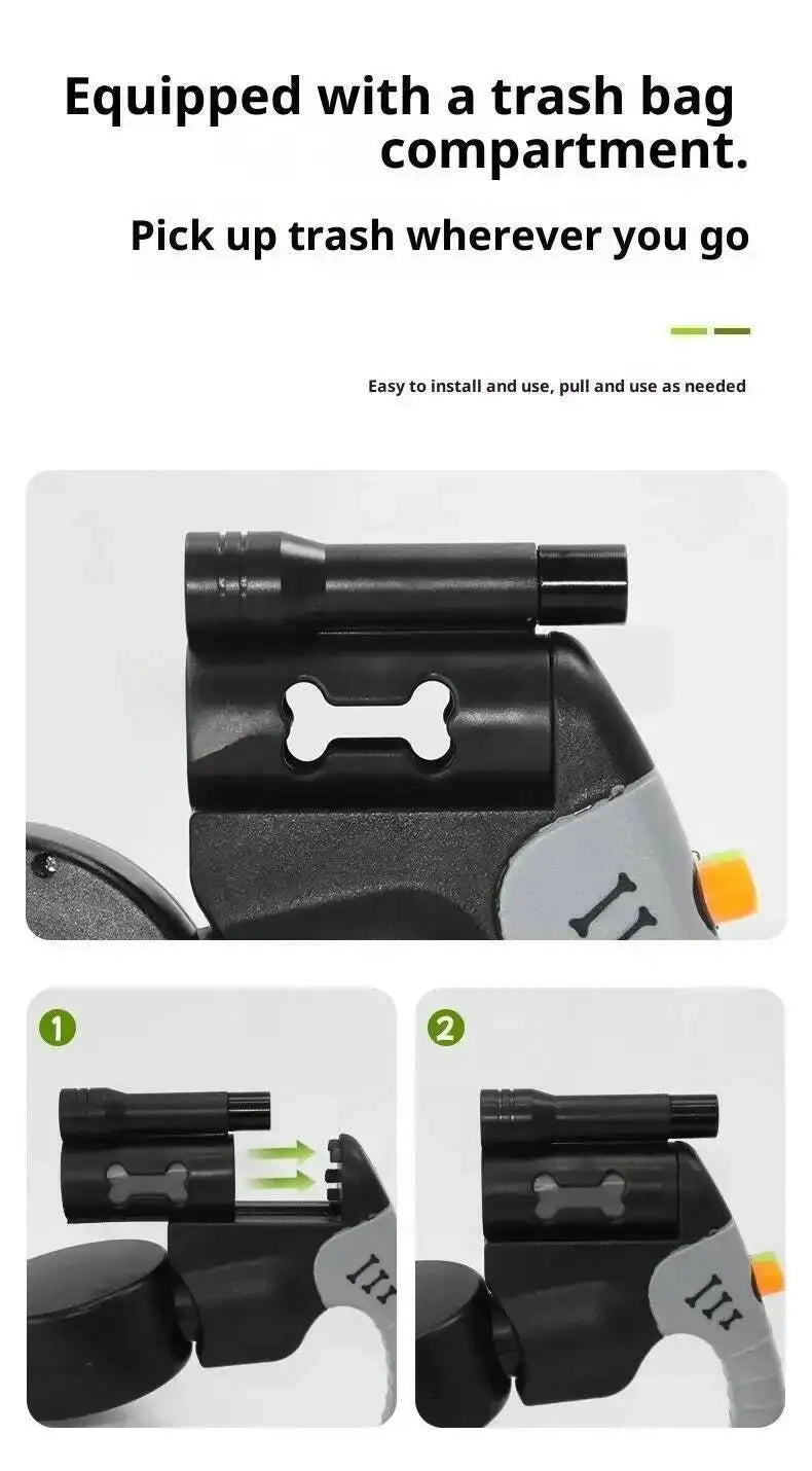 Auto Retractable Double-Headed Dog Leash 3M Rope for 2 Dogs with LED Flashlight 360 Degree Dual Traction Rope Pet Supplies