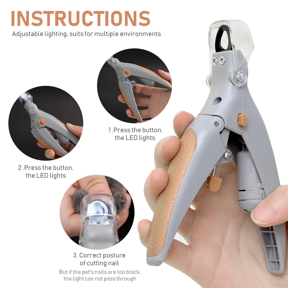 LED Light Dual-Sided Pet Nail Clippers for Cats And Dogs 5x Magnification Easy Nail Trimming Tool for Your Furry Friends
