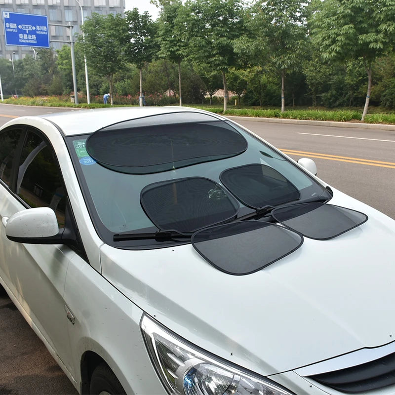 2pcs Universal Car Window Screen Door Covers Side Window UV Sunshine Plate Shade Mesh Mosquito Net Protection Film Accessories