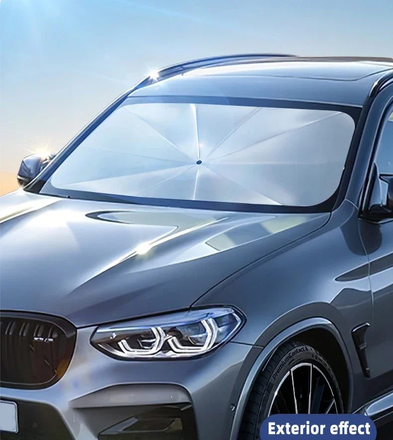 Car Windshield Sun Shade, Foldable Umbrella Sunshade/Cover for Most Cars Reflective Sunshade for Car Front Windshield