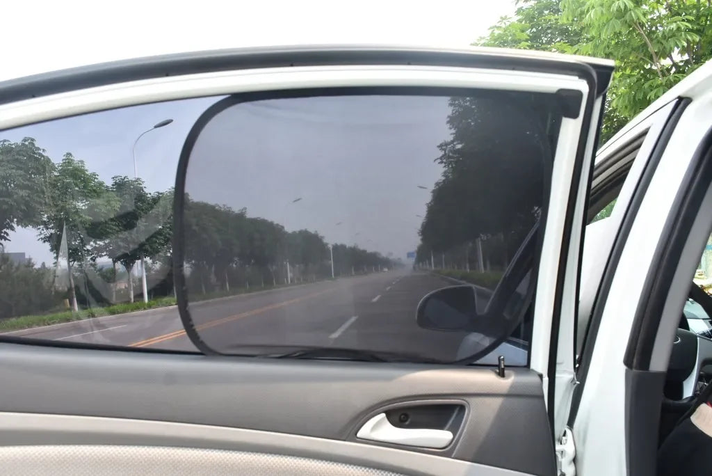 2pcs Universal Car Window Screen Door Covers Side Window UV Sunshine Plate Shade Mesh Mosquito Net Protection Film Accessories