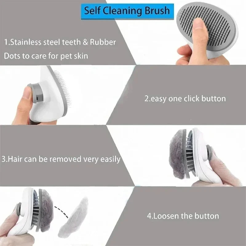 Pet Dog Brush Cat Comb Self Cleaning Pet Hair Remover Brush For Dogs Cats Grooming