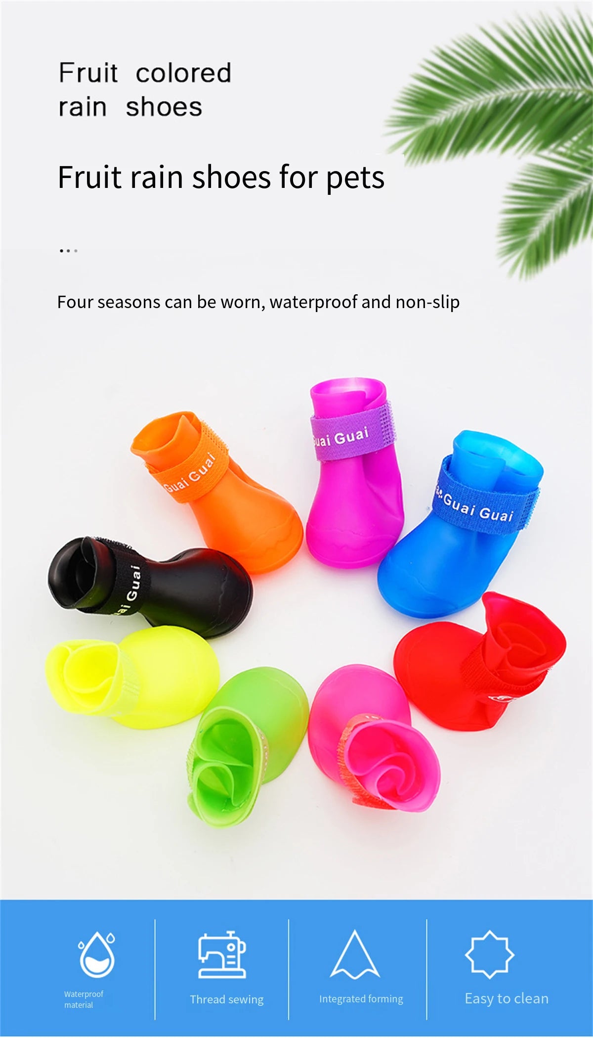 4Pcs Pet Water Proof Rain shoe Anti-slip Rubber Boot For  Dogs Cats Outdoor